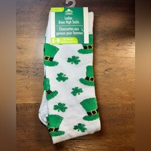 Seasonal Women’s Knee High Socks Sz 5-9 St. Patrick’s Day Socks Shamrock/Hat